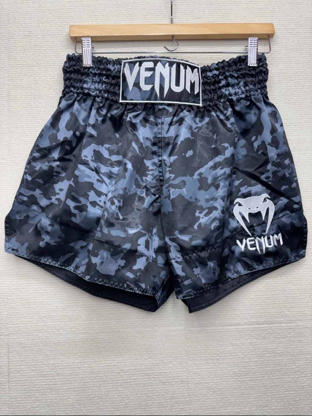Venum Camo Muay Thai / Boxing Shorts in Black & Gray Camo